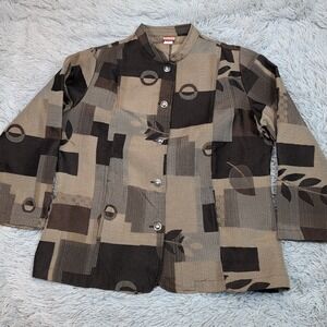 Tudor Court Jacket Womens XL Brown Pockets Preppy Comfort Button Up Lightweight